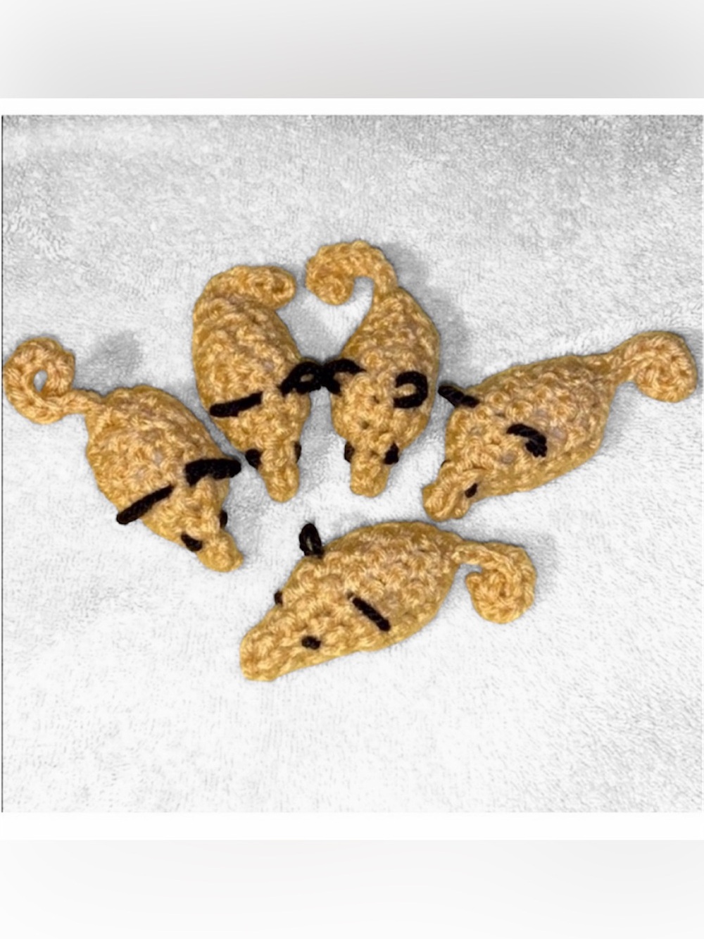 Hand Crafted Catnip Mice Cat Toys Five Crochet Interactive Play